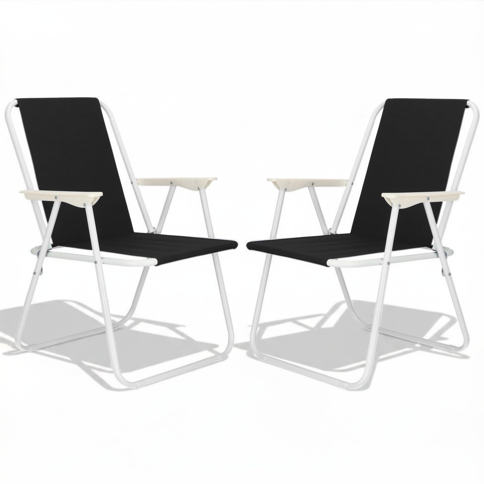 SPRINGOS Sedie pieghevoli con braccioli 58,5 x 52 x 73 cm, 2 pezzi