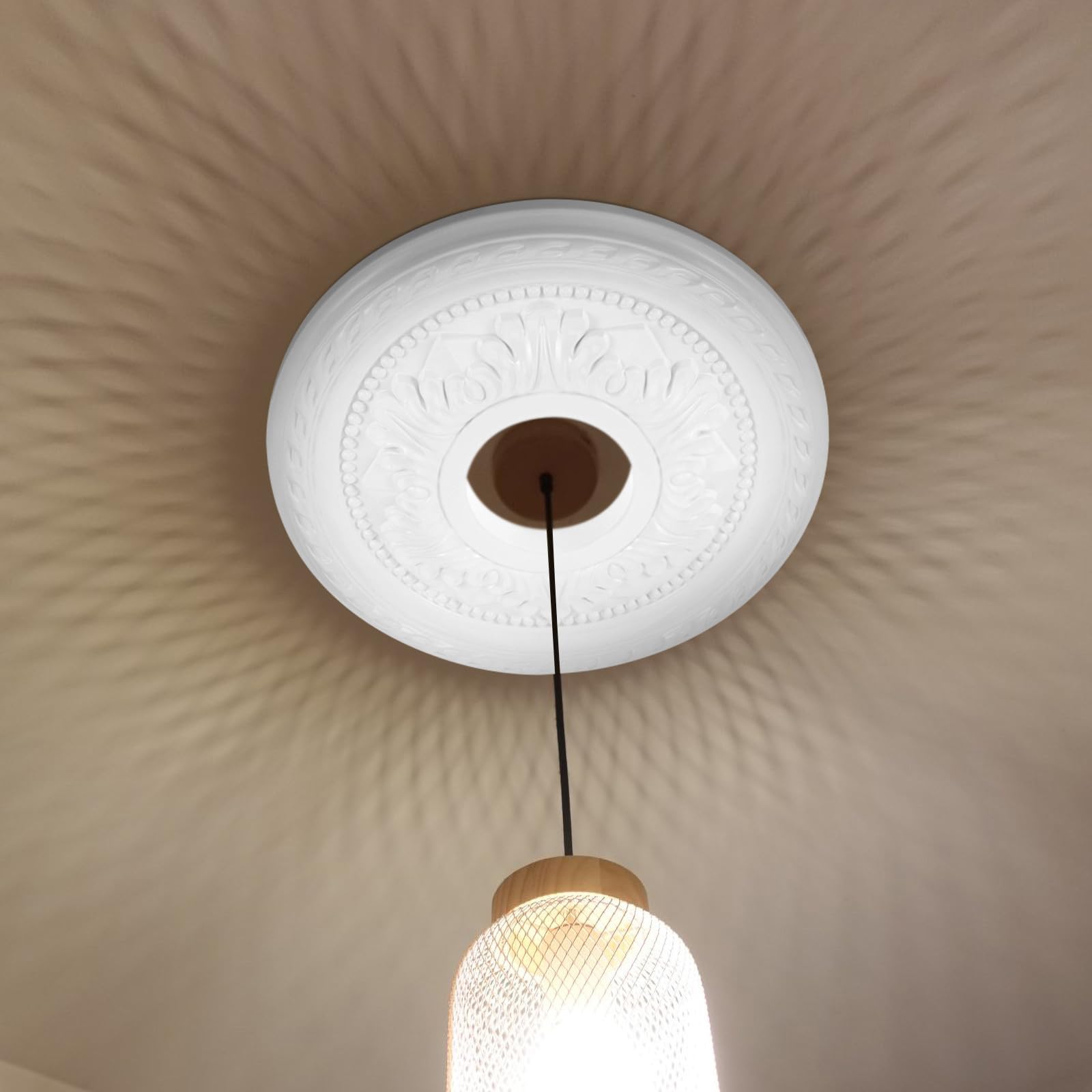 Medaglione da Soffitto Rotondo in PU per Lampadario e Ventilatore Medaglione Decorativo Tradizionale per Illuminazione Domestica Facile Installazione per Soggiorno e Camera da