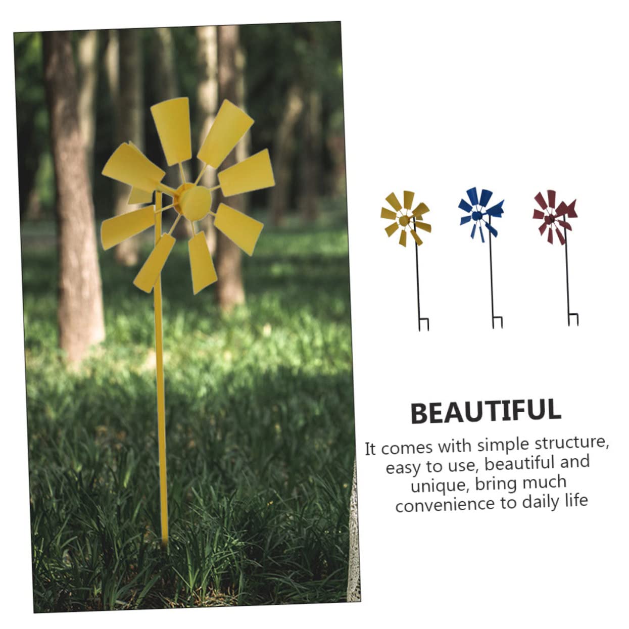 BESPORTBLE 3 Stück Dekorative Gartenwindmühlen aus Eisen für Hof und Garten | Feines Design, Einzigartige Optik, Einfache Handhabung und Sichere Nutzung im Außenbereich