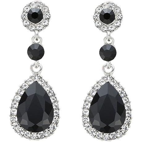 Mesmerizing Black Rhinestone Wedding Earrings