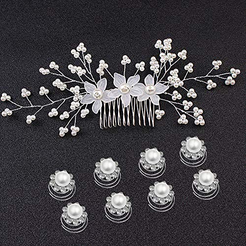 Czemo 9 pezzi Forcine per Capelli Perle Fermaglio