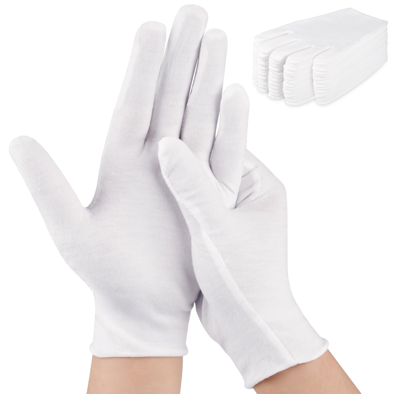 24 Pcs White Cotton Gloves, Moisturizing Sleeping Gloves for Dry Hands
