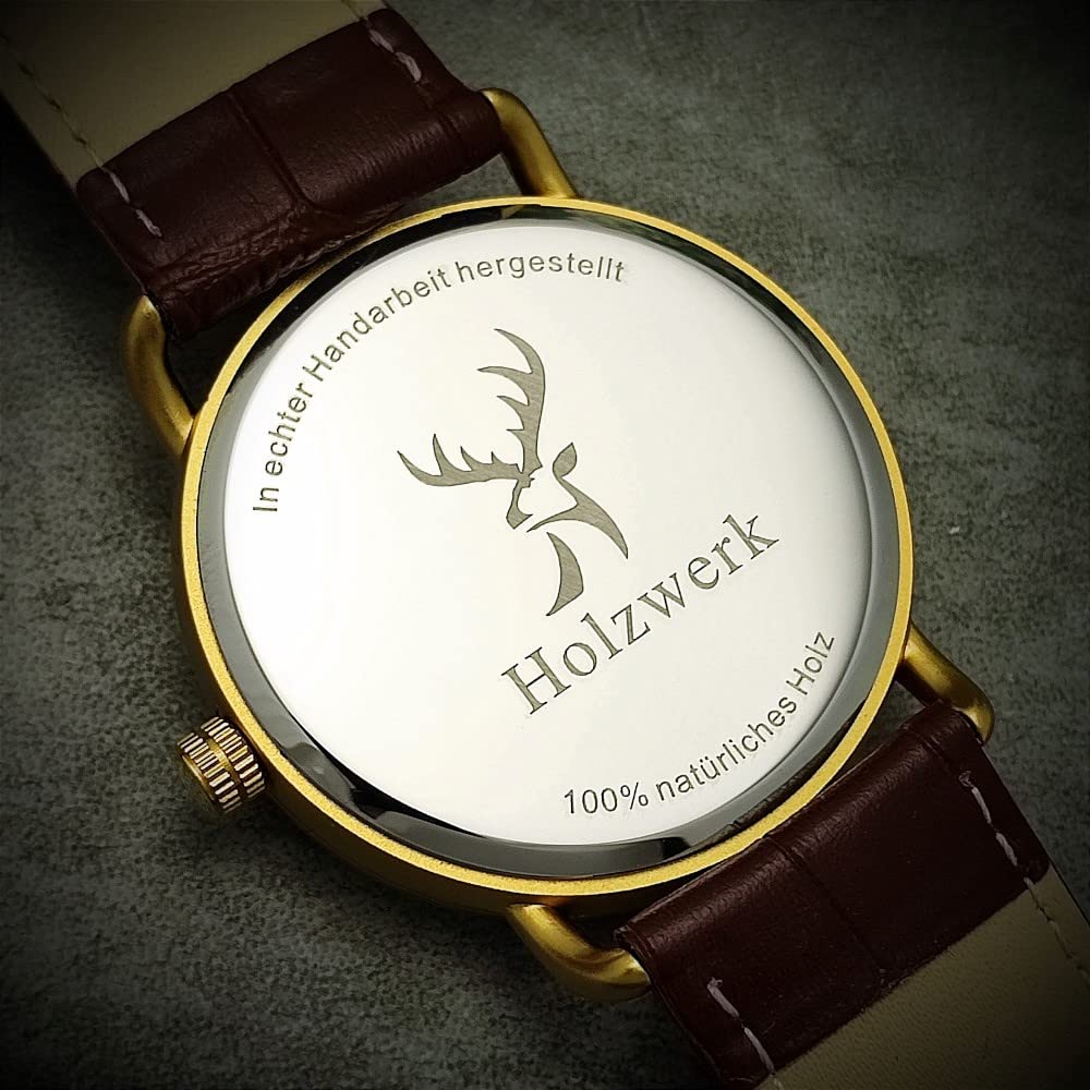Holzwerk Germany® Designerski męski zegarek z żywicy epoksydowej naturalny drewniany zegarek na rękę analogowy klasyczny zegarek kwarcowy brązowy czarny złoty niebieski zielony z tarczą z żywicy