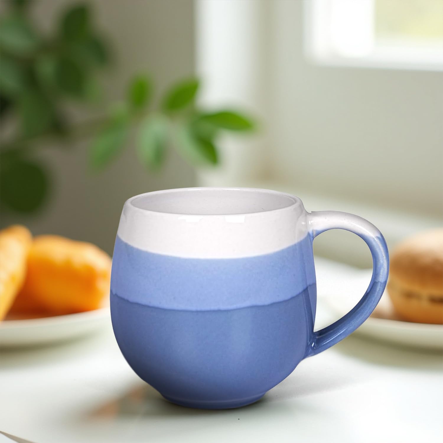 Large Ceramic Coffee Mug (450 ML) | Milk Mug | Microwave & Dishwasher Safe | Coffee Cups | Ideal for Home, Office & Gift (Grey-Blue)