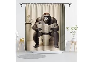 GUBIYU Gorilla Reading Newspaper While Sitting on a Toilet Shower Curtain