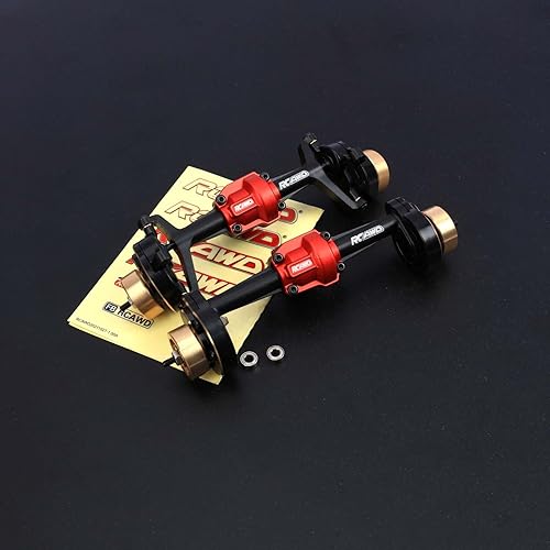 Miniatura 7 de RCAWD Juego de eje portal delantero y trasero con peso de latón para Hobby Plus CR-18P Rock Van, T-Hunter, Trail Hunter Upgrades Parts Black