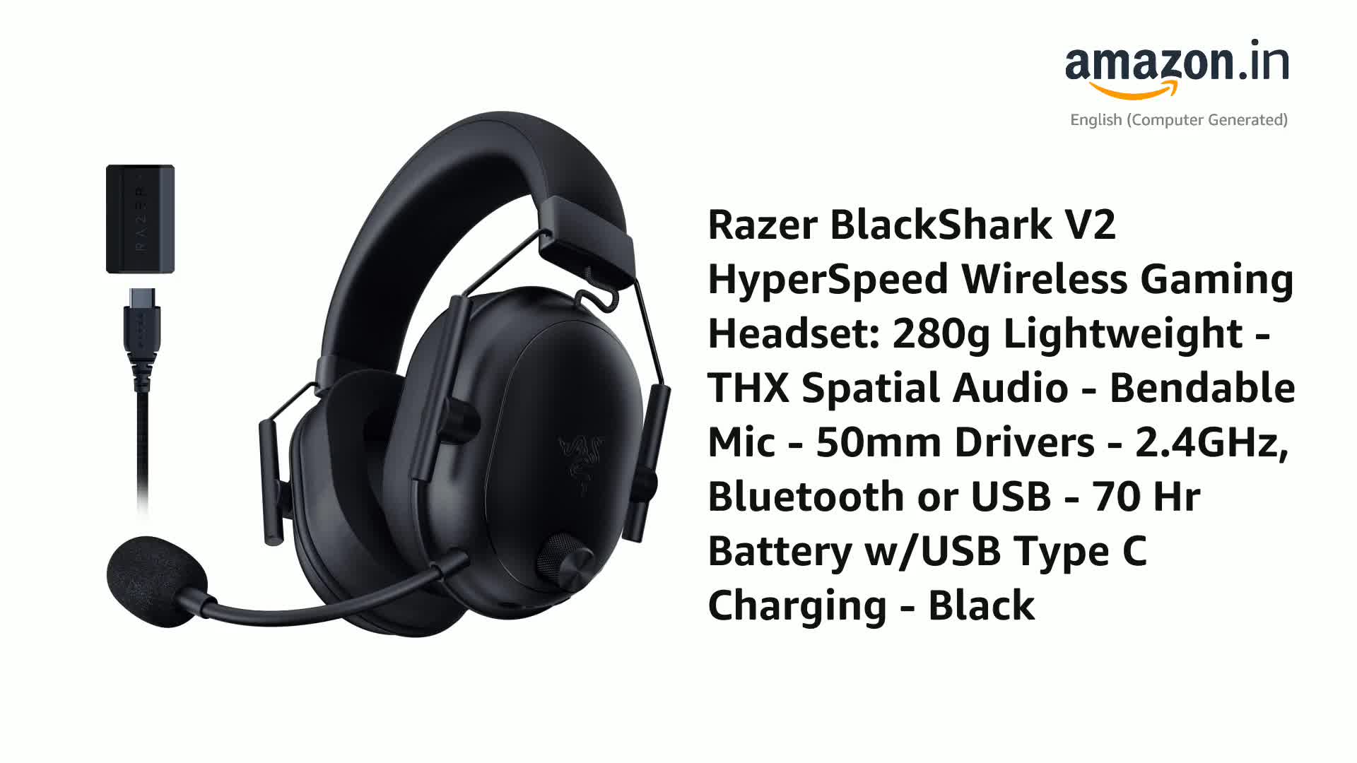 Razer BlackShark V2 HyperSpeed Wireless Gaming Headset for PC, Mac