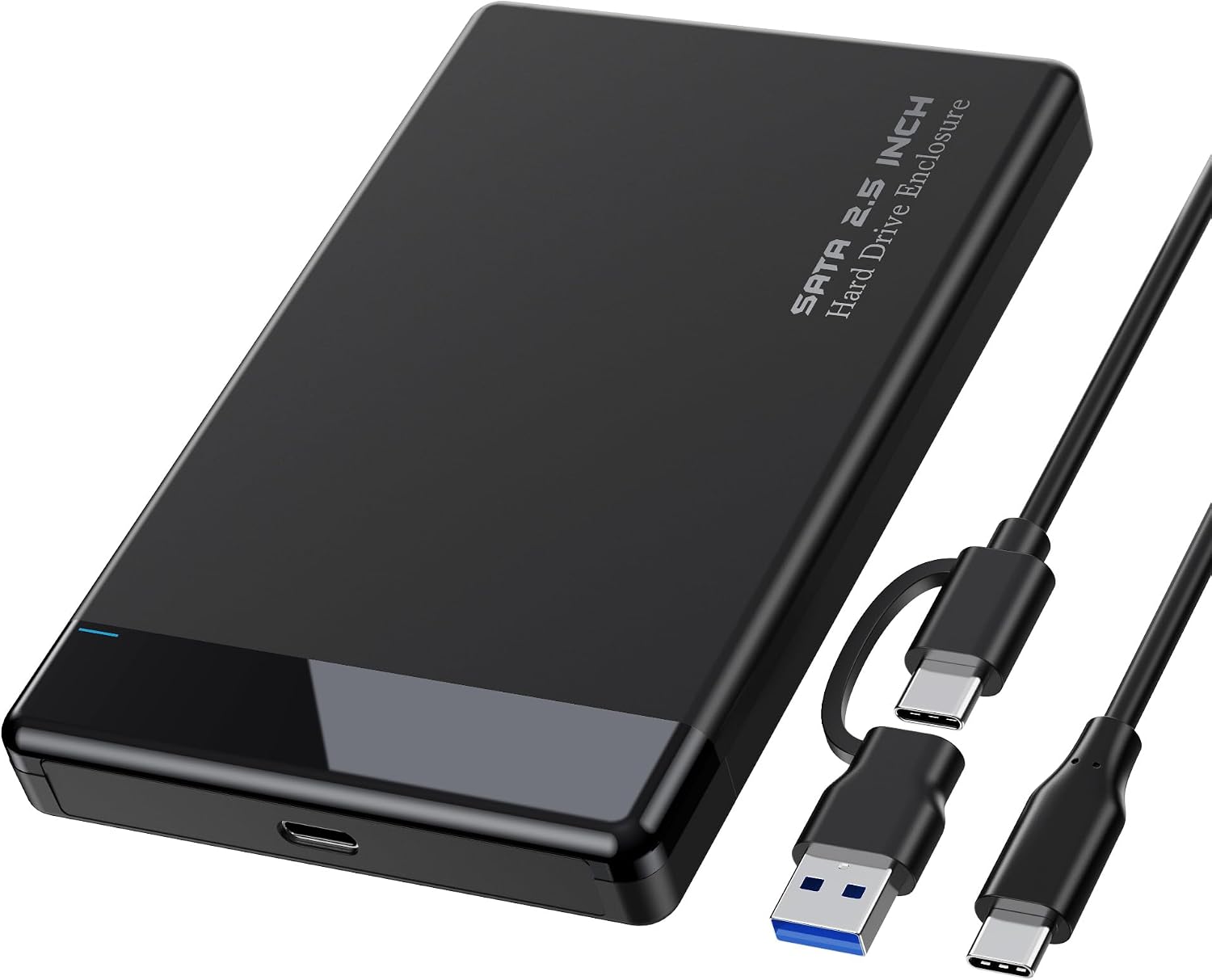 2.5” SATA Hard Drive Enclosure, USB 3.0 to SATA III External SSD HDD Case, Type-C & USB 3.1 Compatible, UASP 6Gbps High Speed, Tool-Free Installation, Supports Up to 8TB, for 2.5” SATA SSD/HDD