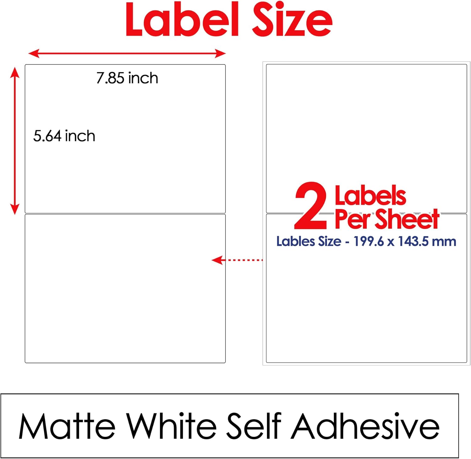 A4 Self Adhesive Address Labels, 2 Label Per Sheet, 20 Sheets, (199.6 X 143.5 MM) 40 Labels