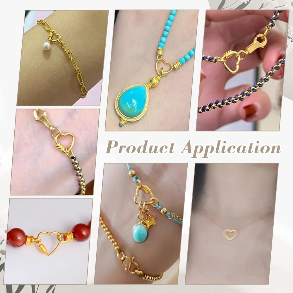 AHANDMAKER 4Pcs 925 Sterling Silver Screw Lock Clasps 8.5x7.5mm Heart Necklace Clasps Closures Bail 2 Colors Necklace Enhancer Connector for Bracelet Anklet Keychain Jewelry Making - Image 5