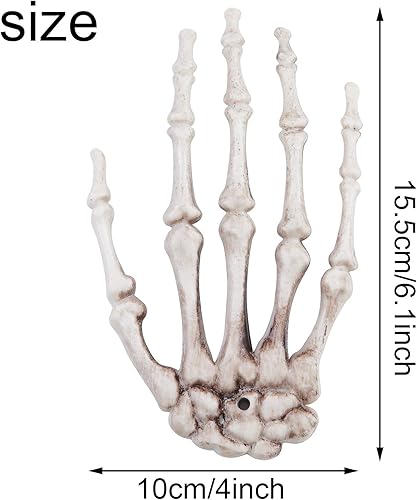 Miniatura 2 de URATOT 12 manos de esqueleto de Halloween, manos humanas falsas de plástico, manos de esqueleto realistas, tamaño real para hueso, zombi, fiesta,