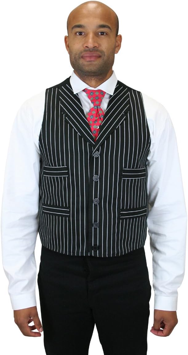 Historical Emporium Men's Striped Cotton Formal Suit Vest, Victorian Old West Edwardian Henderson Waistcoat