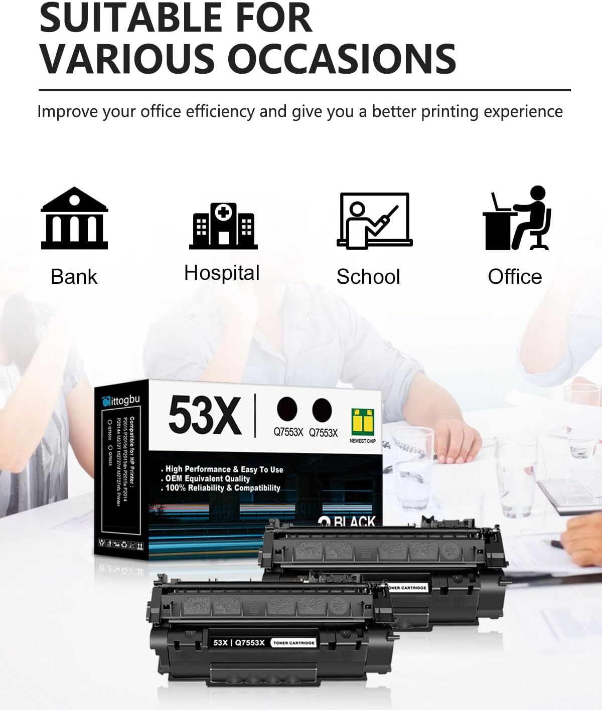 53X Black High Yield Toner Cartridge 2 Pack 53X Q7553X Compatible 53A Toner Cartridges Replacement for HP P2015 P2015d P2015dn P2015x P2014 P2014n M2727 M2727nf M2727nfs