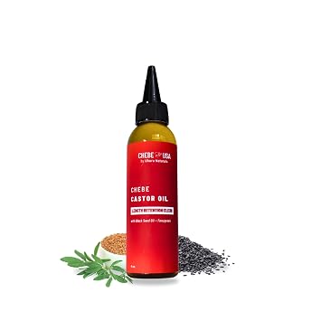 Original Chebe Castor Hair Growth Oil 4oz Nourishing & Moisturizing Hair Treatment for Thicker-Looking Hair Infused with Black Seed, Clove & Rosemary Authentic Chebe for All Hair Types