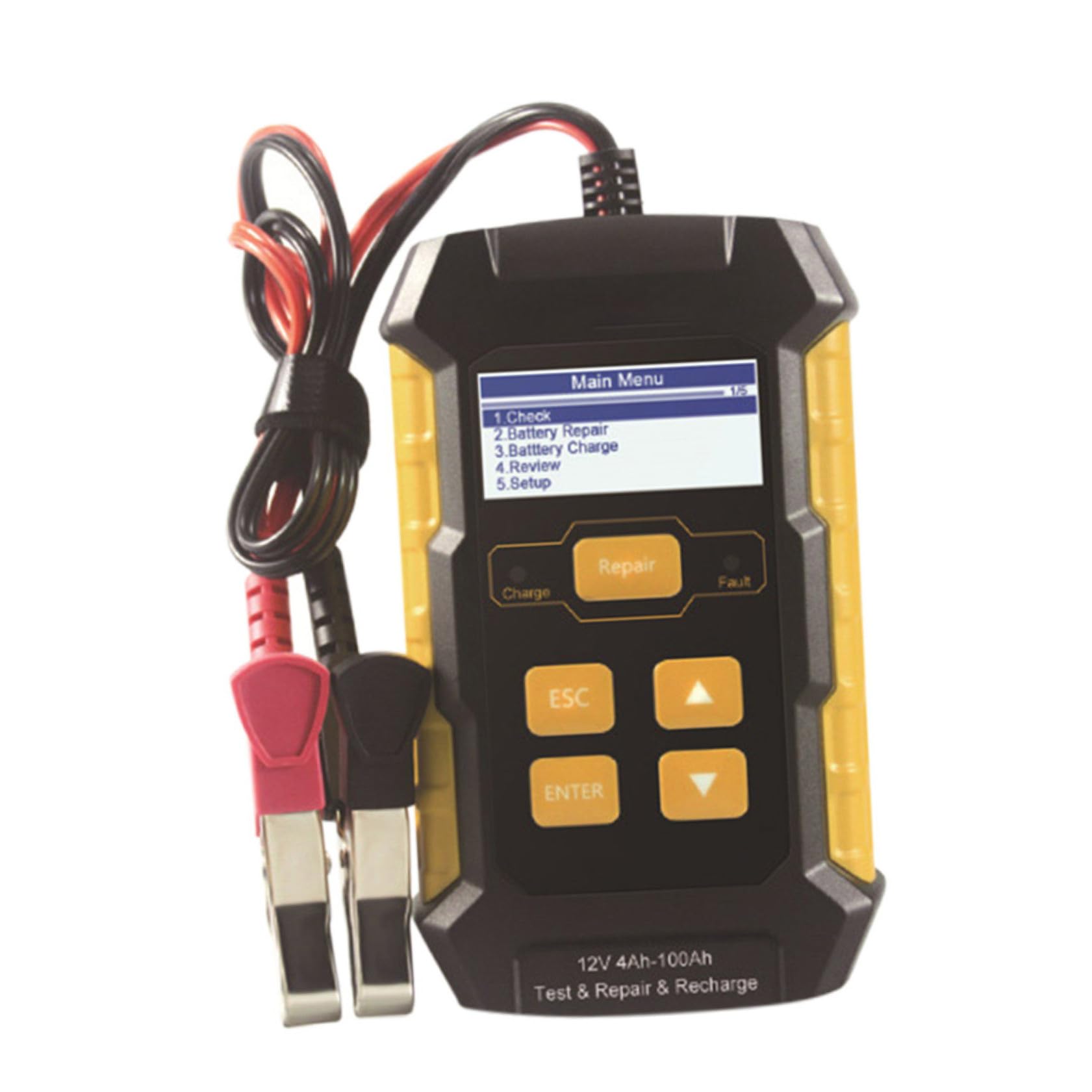 Cabilock Tester Batteria Auto 3 in 1 per Batterie 12v Schermo 2.4 Pollici, Funzione Riparazione e Caricatore in Abs e Rame per Veicoli