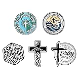Christliche Emaille-Anstecknadeln, 5 Stück, Bibelvers Kreuz Pins 'For God So Loved the World', 'Don't Worry God Be With You', Ask Trust Thank God Pray Faith, religiöse Anstecknadeln, Geschenke für