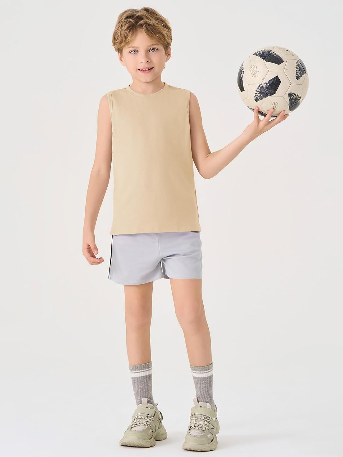 Haloumoning Boys Tank Tops Casual Sleeveless Crewneck Athletic Workout Tees Basic Solid Undershirts 5-14 Years - Image 5