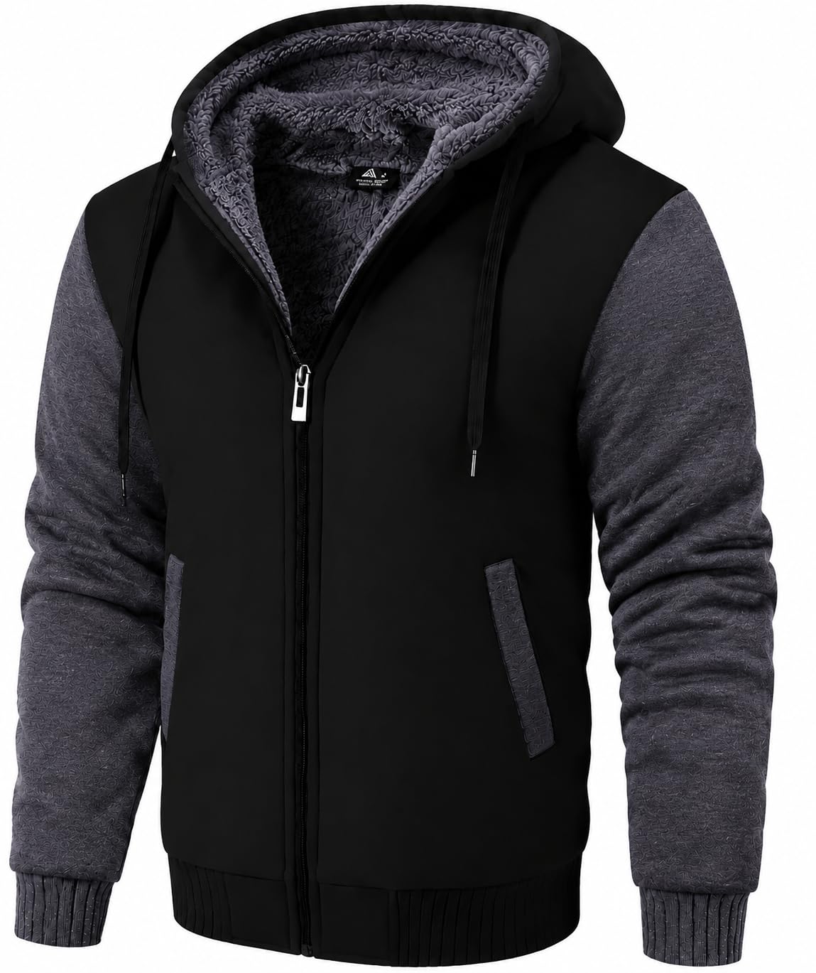 Men's Zip Up Hoodie Heavyweight Winter Sweatshirt Fleece Sherpa Lined Warm Jacket