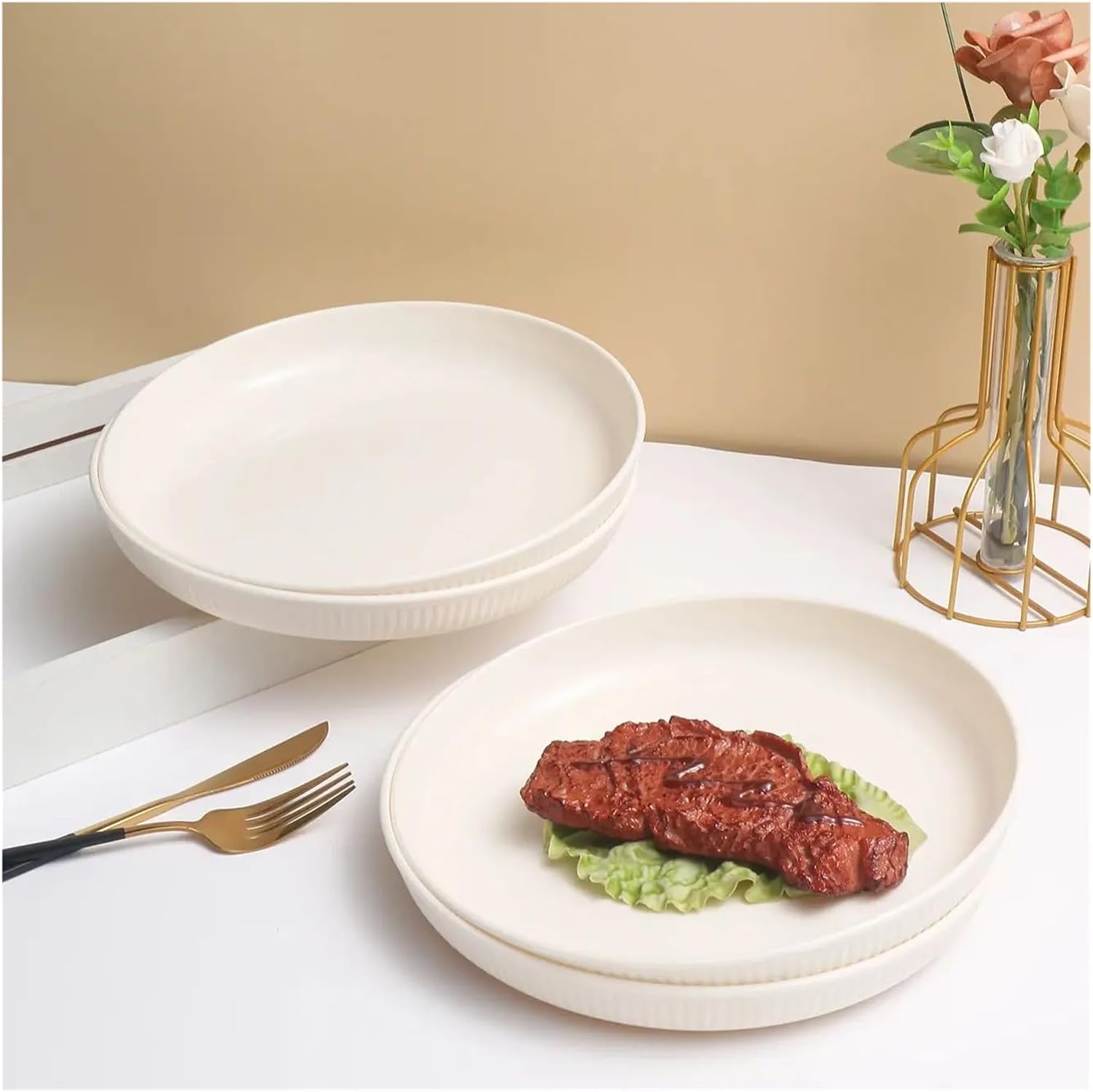 Beige Vertical Plates - Reusable 2/4/6pcs for Home, Fruit, Dessert, Outdoor Camping & Snacks(6pcs-Beige)