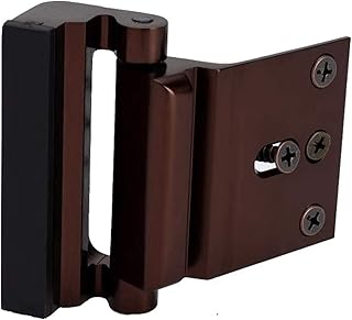 Door Reinforcement Lock with 4 Screws, Home Security Door Lock Stop for Toddler, Childproof Door Lock Night Lock Withstand 800 Lbs Brown