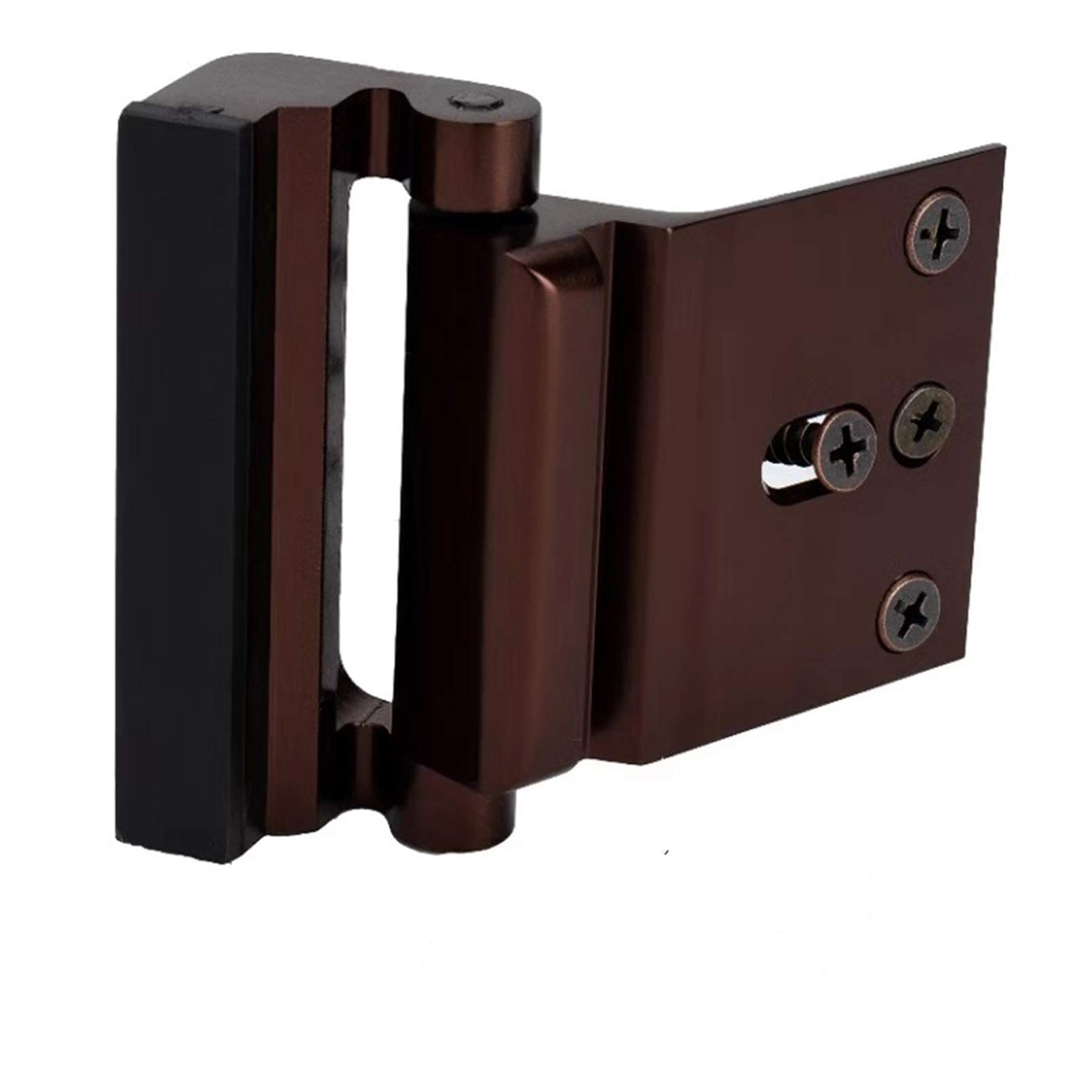 Door Reinforcement Locks with 4 Screws, Home Security Door Lock Stop for Toddler, Childproof Door Lock Night Lock Withstand 800 Lbs Brown