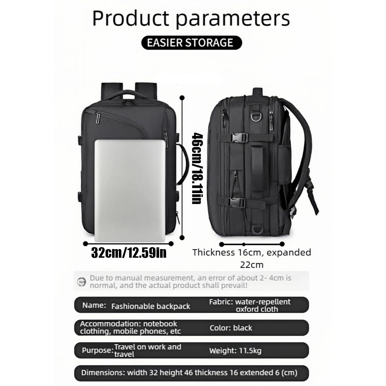 Equipaje de Cabina al Vacío de Compresión para Organizar Equipaje | Bolsa Impermeable Para Viajes En Avión, Outdoor, Negocios Y Organización Del Hogar Ahorradora De Espacio