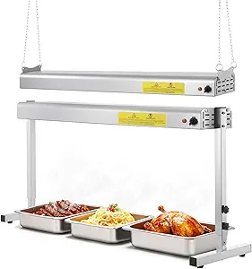 36-Inch Food Heat Lamp, 1000W Commercial Food Warmer Lamp Electric Strip Heater Overhead Stainless Steel Heat Lamps for Buffet Restaurant Parties Catering, Sliver 115V
