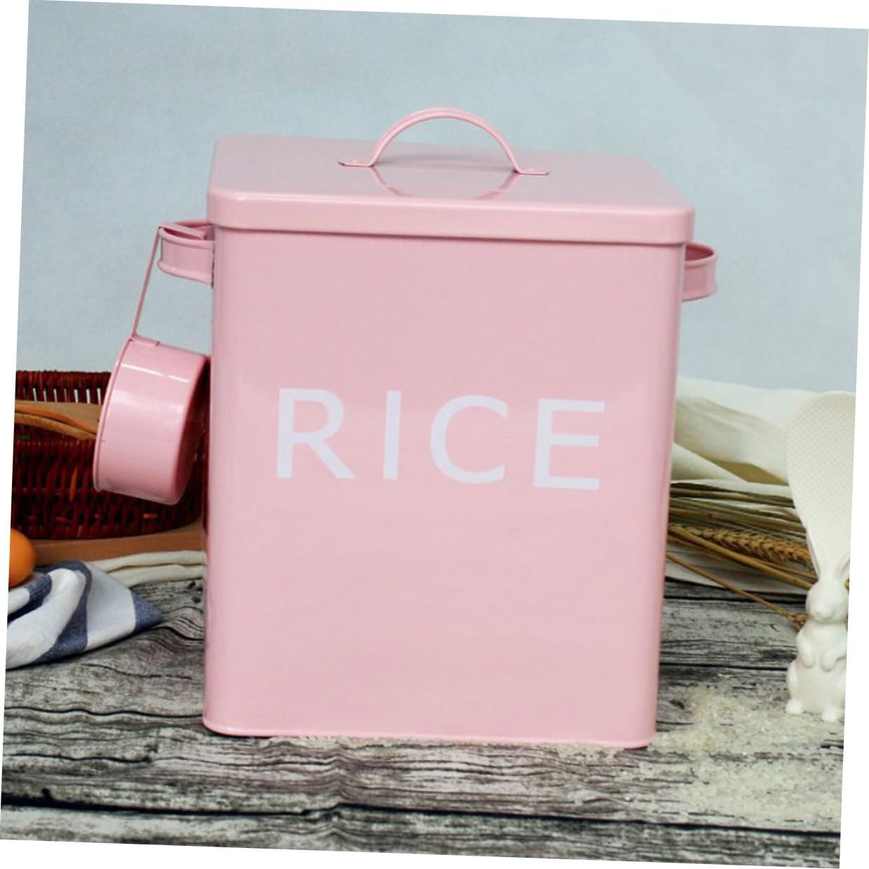 Pet Food Storage Bucket and Cat Food Container with Measuring Cup Large Capacity Rice Bin for Household