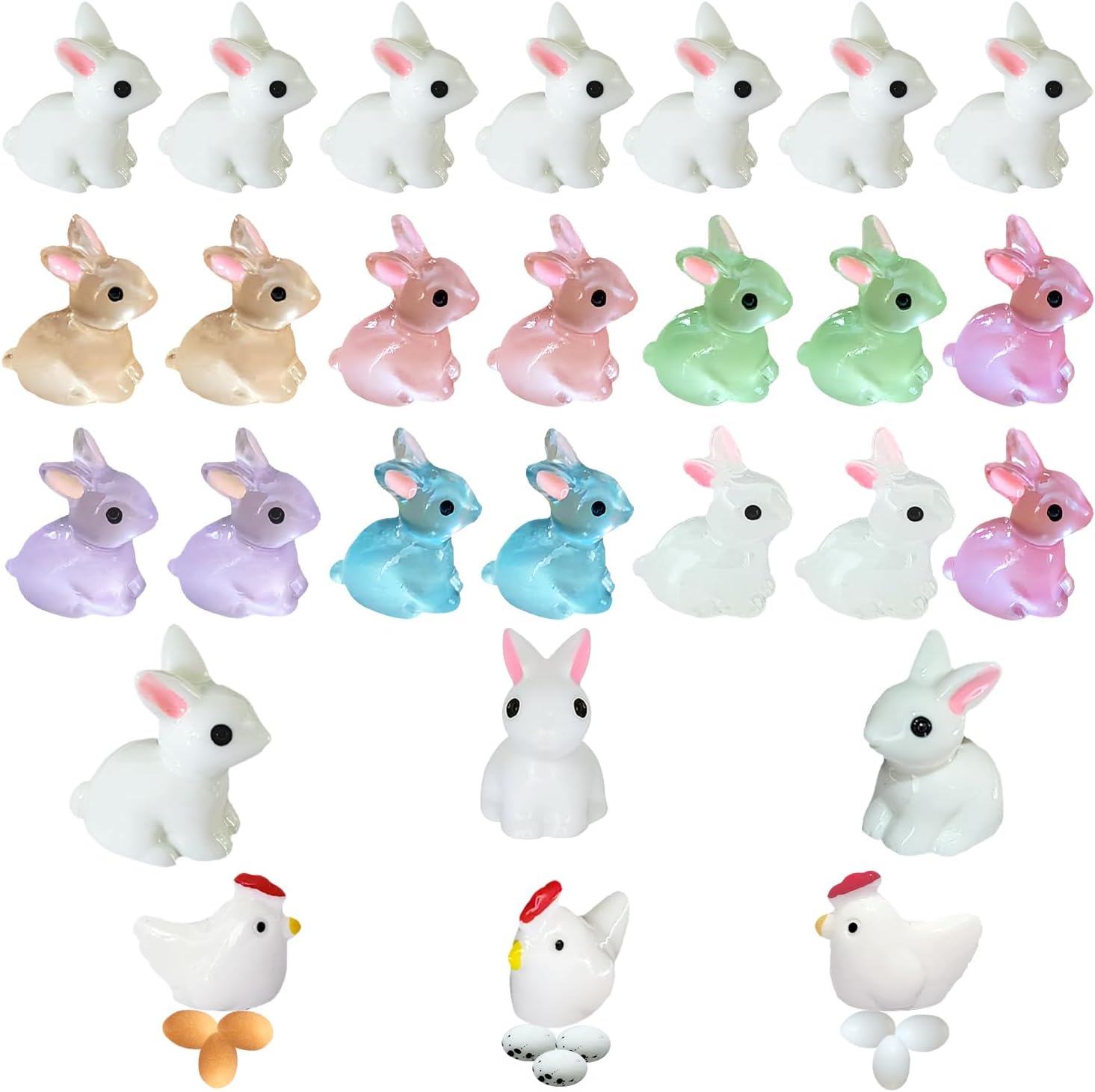 Amazon.com: Erewa 36Pcs Easter Mini Resin Animal Figures Rabbits ...