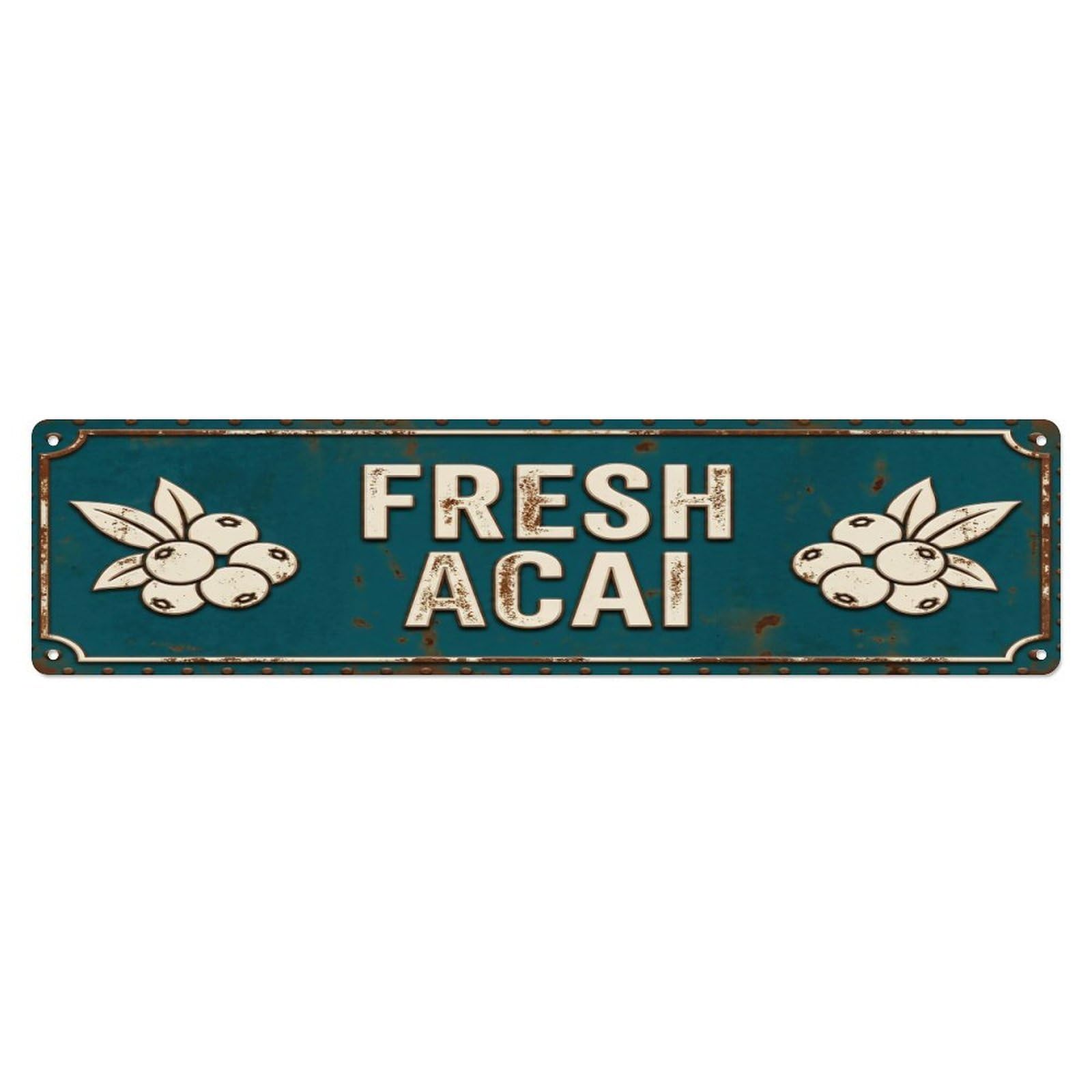 FRESH ACAI Vintage Berry Rustic Farmhouse Metal Tin Sign