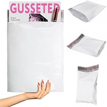 ABC Pack & Supply White Poly Mailers, 10 x 13 x 2 Inches. 50 Pack White Shipping Bags for Clothing. Gusseted Plastic Mailing Bags for Clothes. Plastic Shipping Envelopes for Packaging and Packing