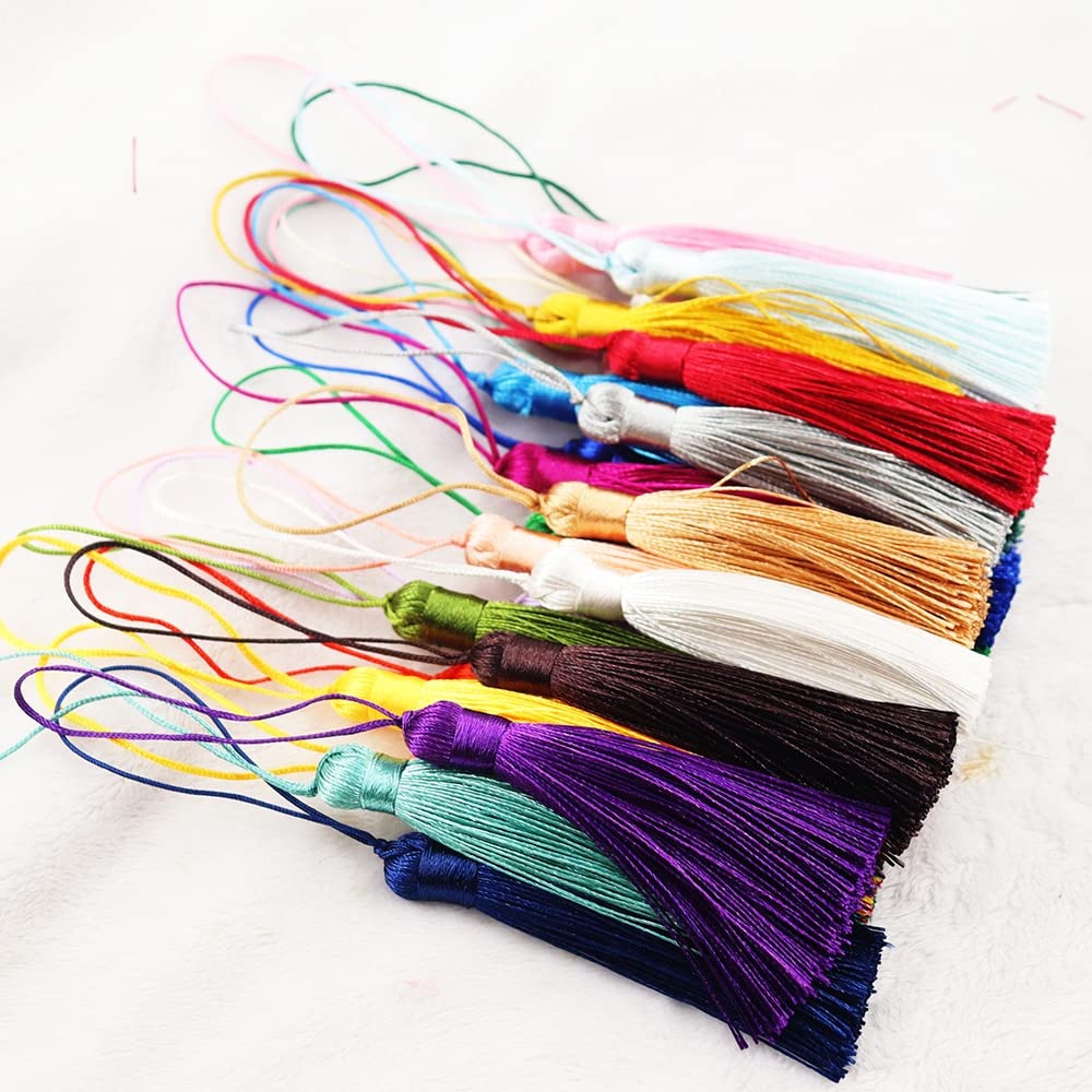 50 Pezzi Nappa Lunga, Ciondolo Pennello in Nappa di Seta di Cotone per Artigianato Fatto a Mano Fai da Te Creazione di Gioielli Accessori per Trovare Accessori (Color :) (Mix)