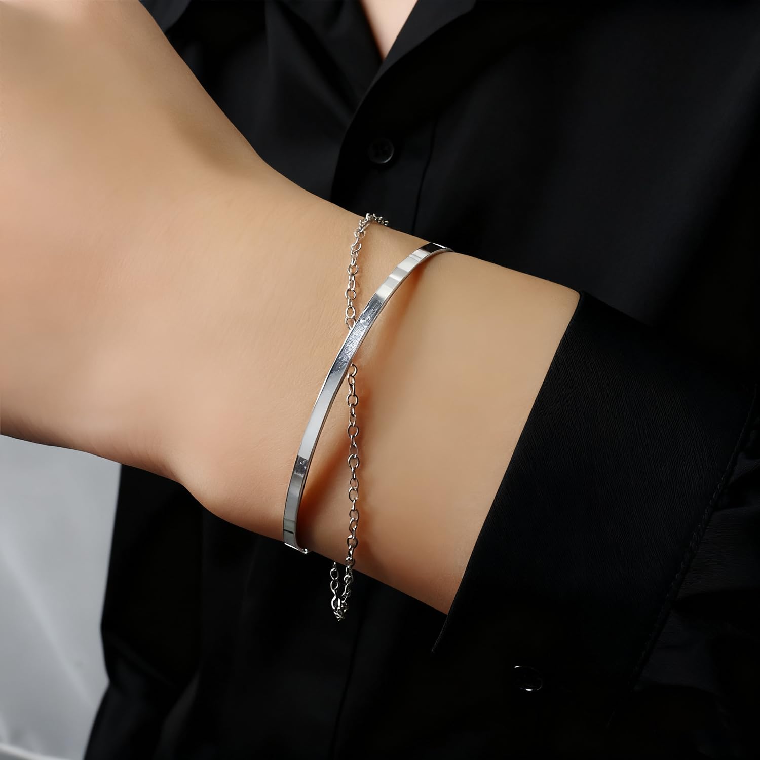 925 Sterling Silver Bracelets for Women Sterling Silver Chain Bracelets Trendy Jewelry Gifts for Mom Wife Minimalist Jewelry