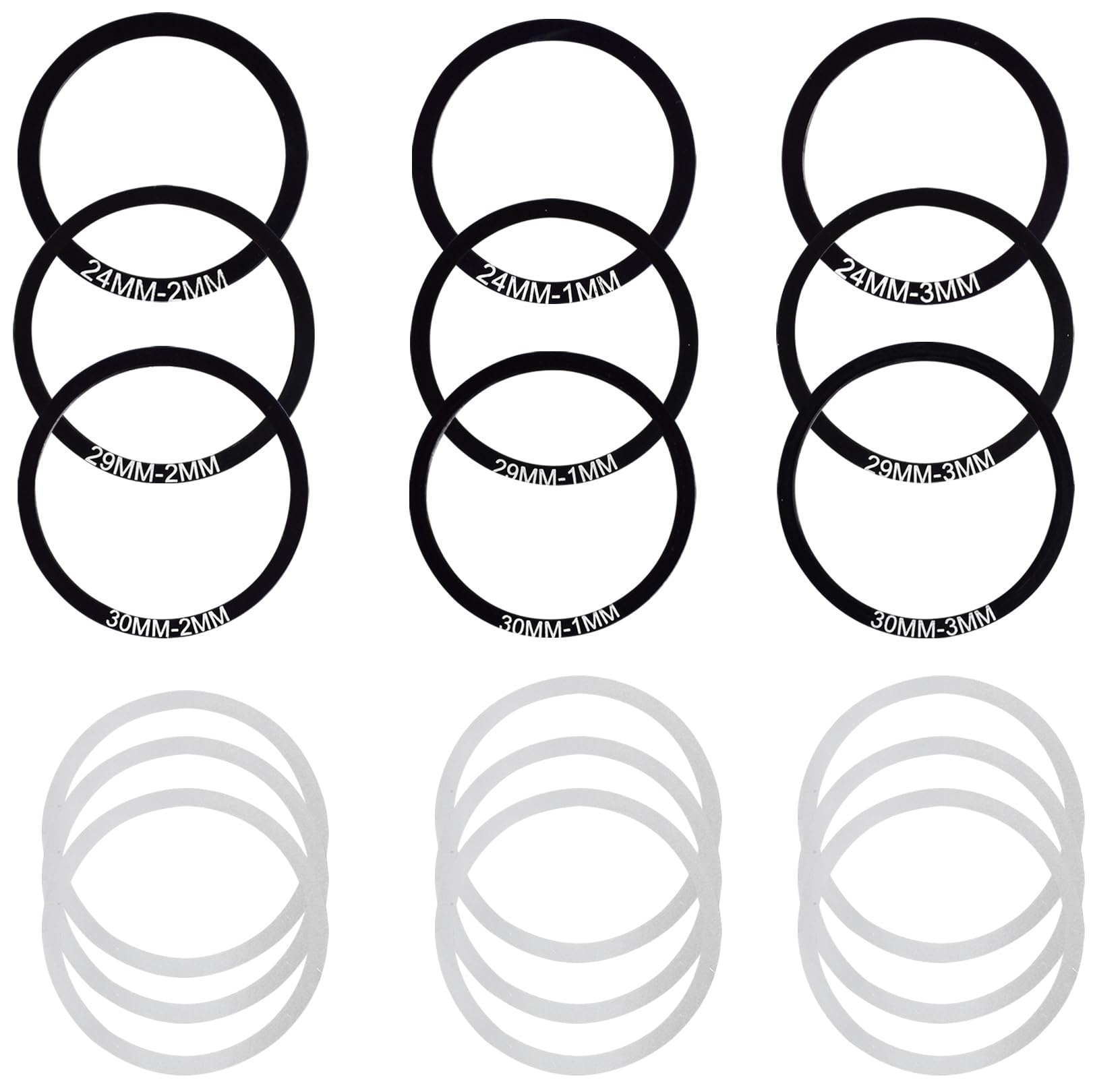 Xmomx 18 pcs Bike Washer Bottom Bracket Crank Washer Gasket Spacer Bicycle Flywheel Hub Dia 24 29 30mm Thk 0.1 0.2 0.3 1 2 3mm