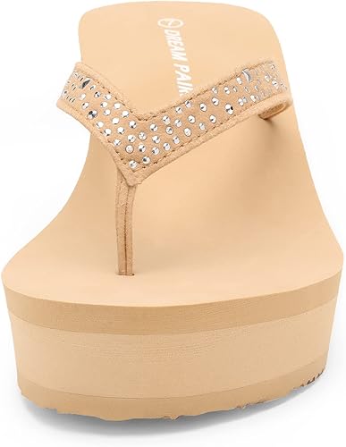 Miniatura 2 de DREAM PAIRS Sandalias de plataforma para mujer, con diamantes de imitación, soporte de arco, cómodas, suaves, con cuña de cuña para verano