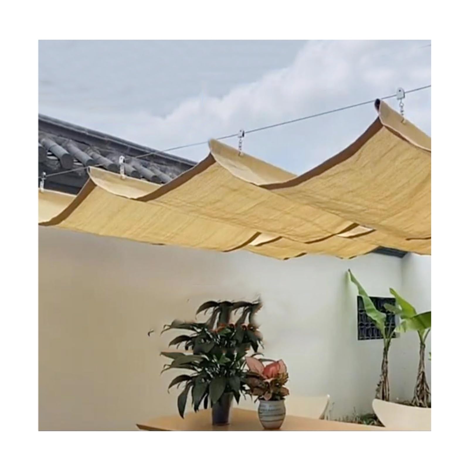 Voile d'ombrage pour terrasse W2xL6m avec kit de rail coulissant pour pergola