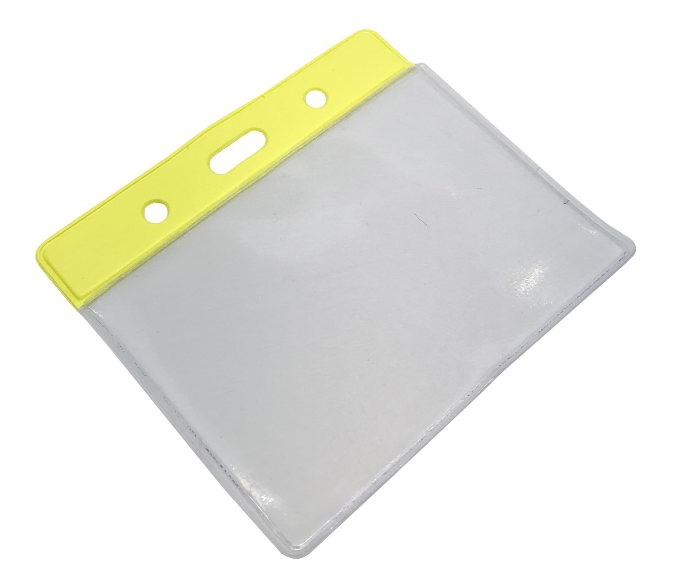 Customcard Ltd ID Badge Pocket Plastic Vinyl Wallet Pouch 60x90mm, Yellow Header, Flexible, Full Coverage Card Holder - Image 3