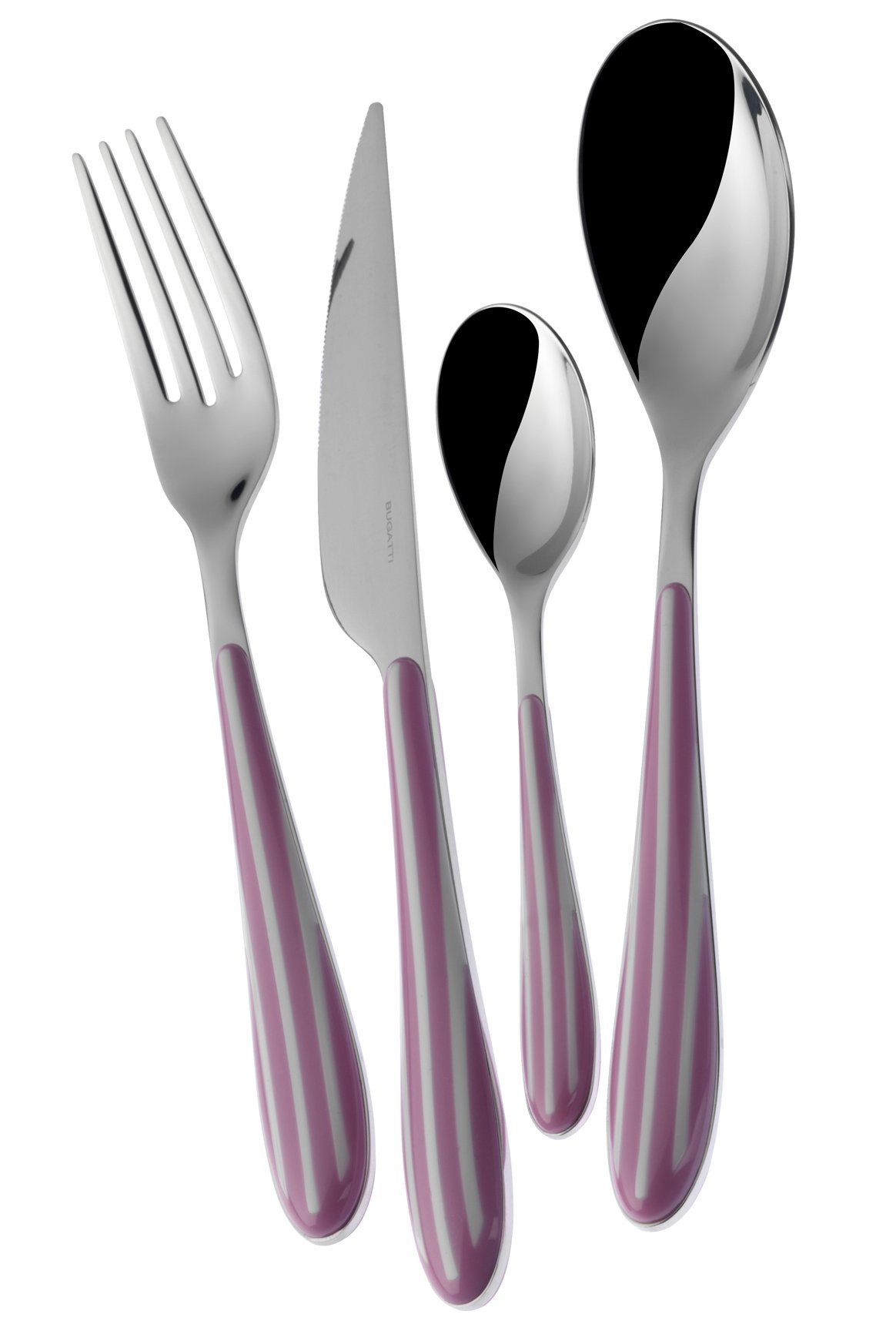 Bugatti Servizio Posate 24 Pezzi Zebra Righe Acciaio Inox Lilla Rosa