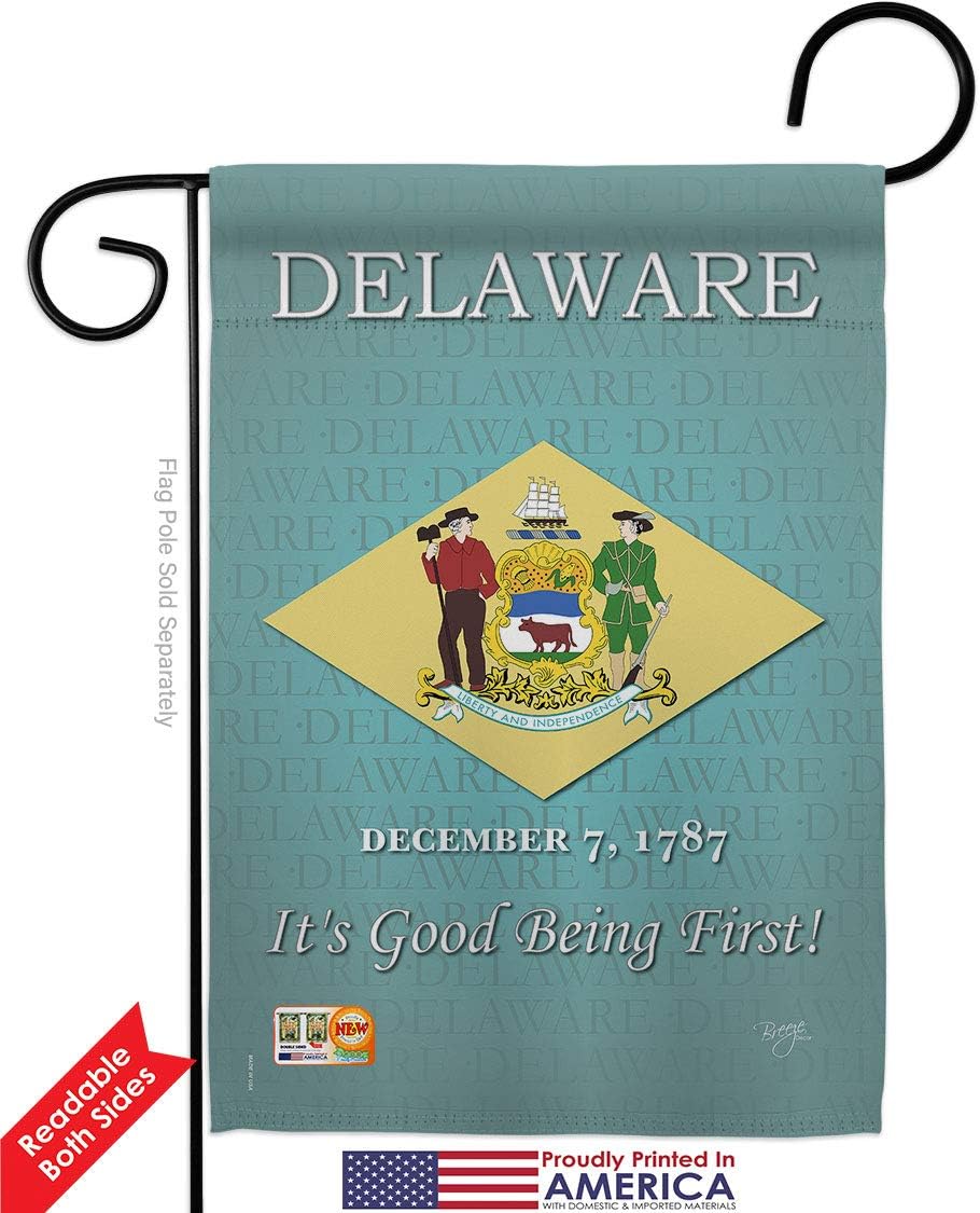 Delaware Garden Flags 2pcs Pack Americana States USA American Territories Republic Country Particular Area Small Decorative Gift Yard House Banner Double-Sided Made In 13 X 18.5