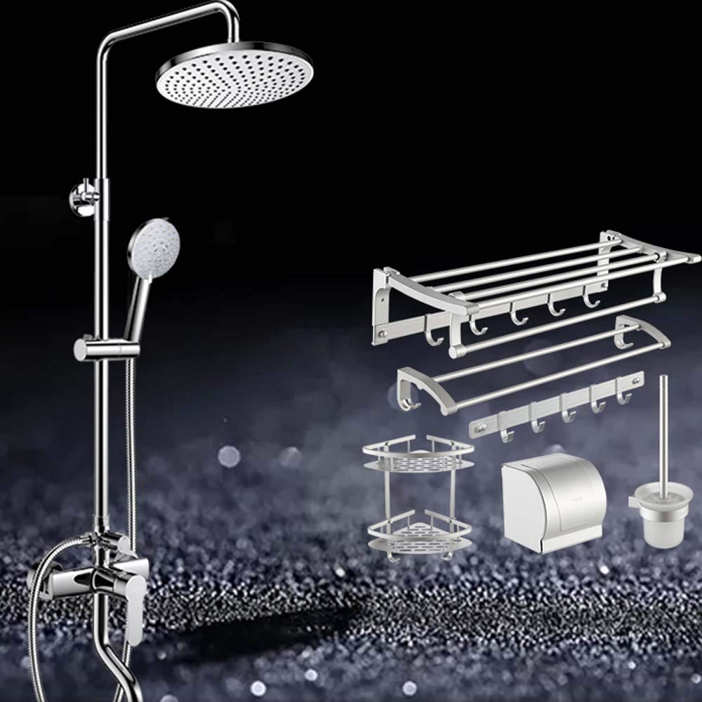 Système de douche anti-encombrement mitigeur de salle de bain avec étagère