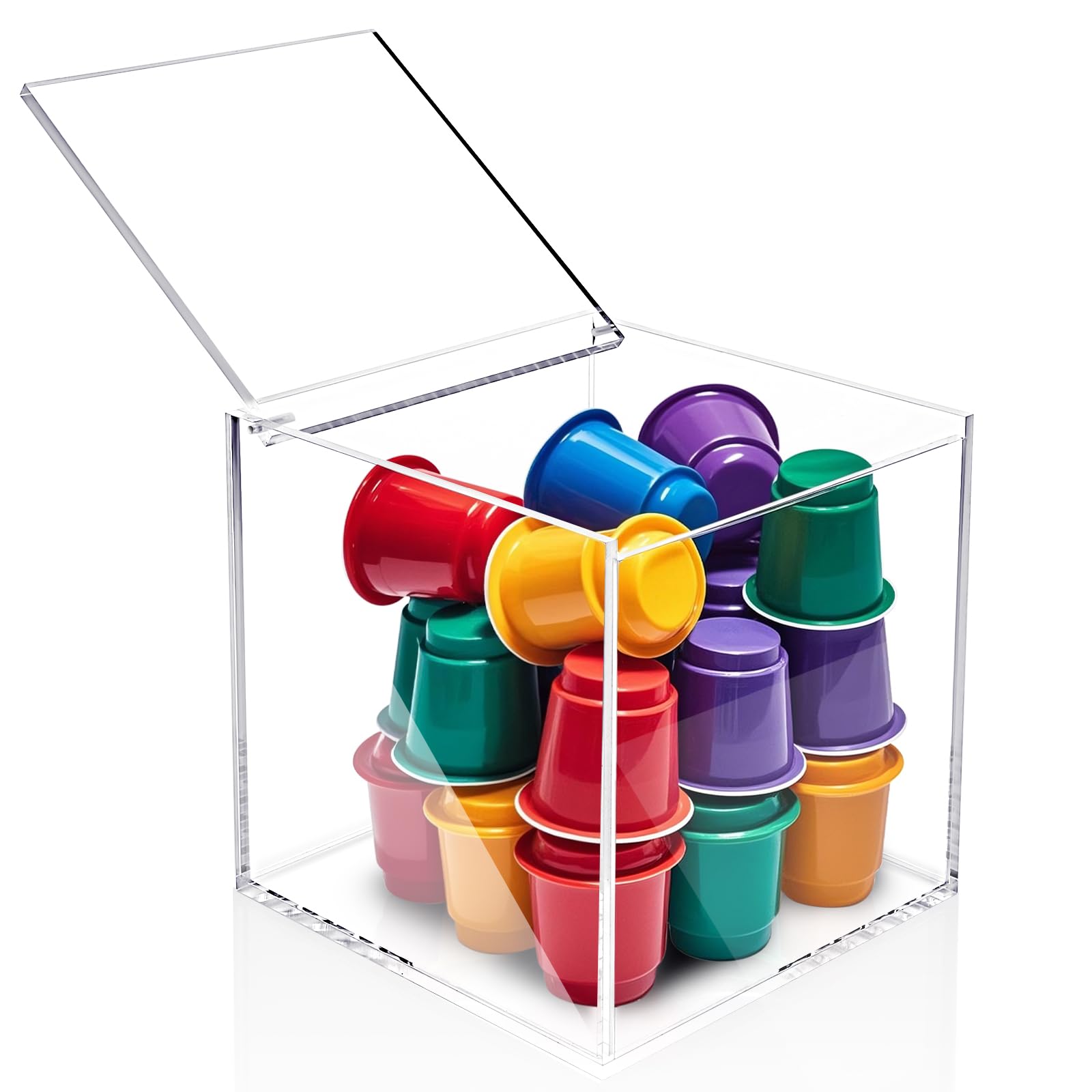 Porta Capsule Caffe Trasparente, Cubo Porta Capsule Caffè In Acrilico, Dispenser Capsule Caffe Per Capsule Nespresso O Dolcegusto, Contenitore Multifunzione, 13 x 13 x 13 cm