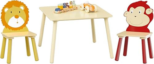 Miniatura 3 de Juego de mesa y 2 sillas para niños, juego de mesa de actividades de madera de 3 piezas, juego de mesa y silla para niños y niñas, guardería, hogar,