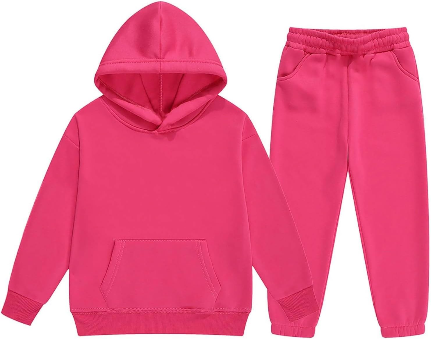 Girls Fall Outfit 2 Piece Hooded with Pockets Outfits Toddler Workout Long Sleeve Travel Sweatsuits Sets Sweatpants