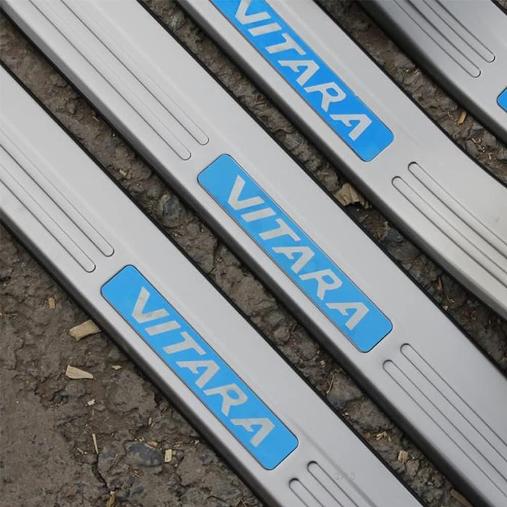 Stainless Steel Door Sill Protectors For Suzuki Vitara 2016-2023 - Front & Rear Scuff Plates 7 thumbnail image