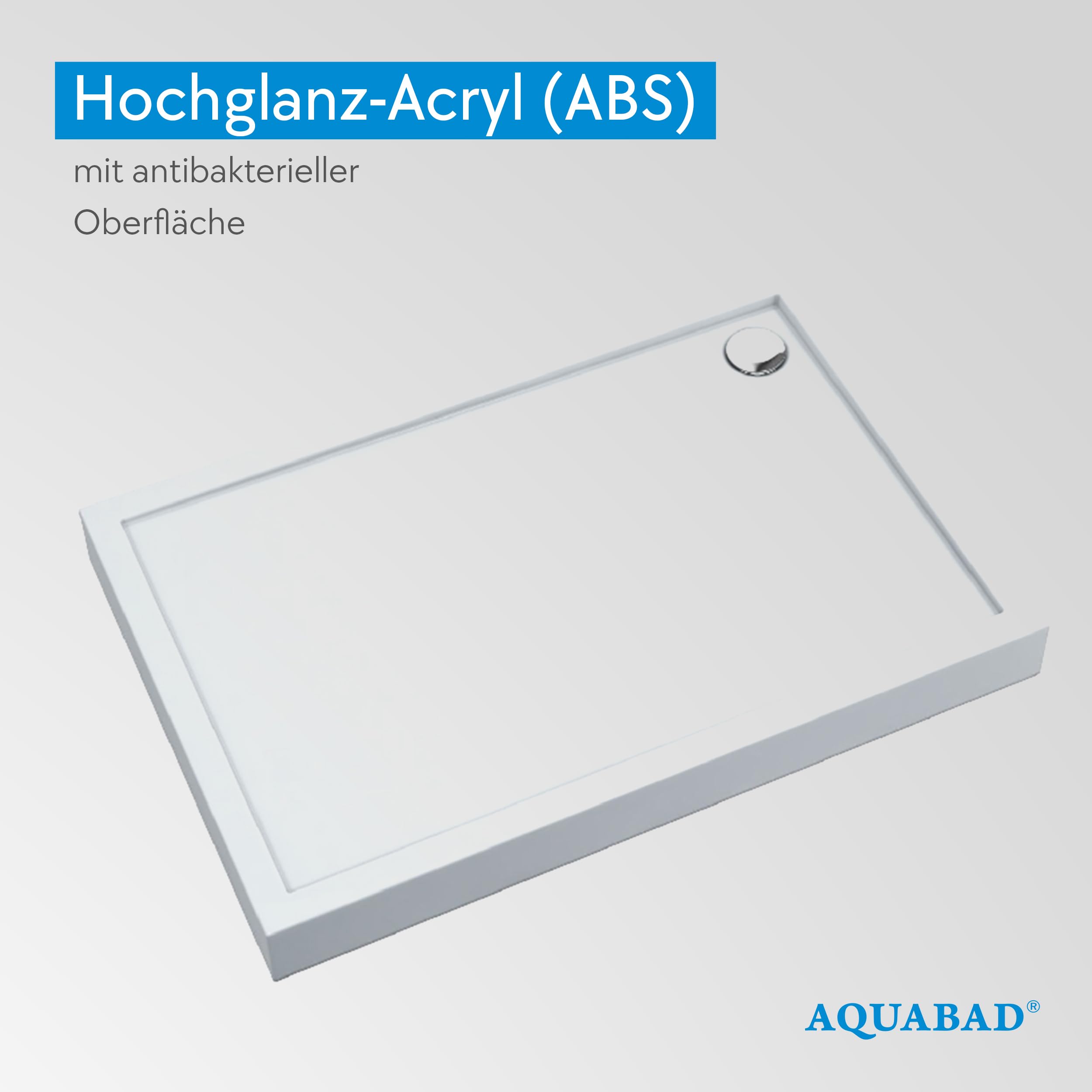 AQUABAD Duschwanne/Duschtasse | Ultima mit LeakProtect Technologie Smooth White 70x120cm Rechteck
