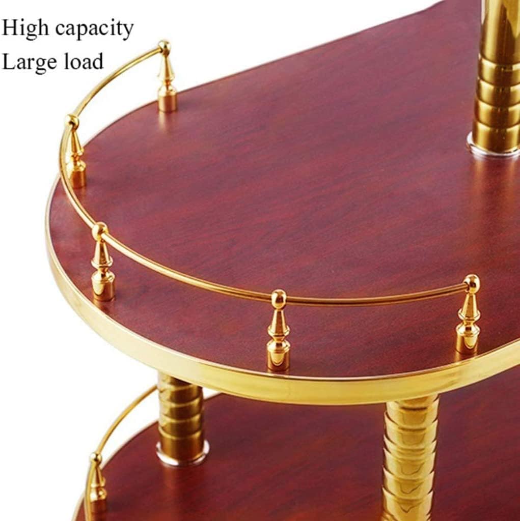 Bar Serving Cart for Hotel Business Restaurant, 3-Tier Serving Trolley, Tea Cart, Rolling Cart, Shelf with Handle, Wooden & Metal, HWD: 80 x 69 x 40 cm