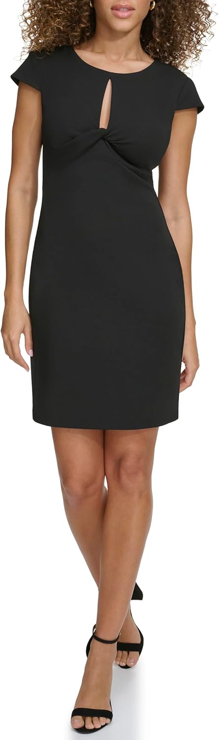 Siena Women's Cap Sleeve Keyhole Scuba Crepe Mini Dress
