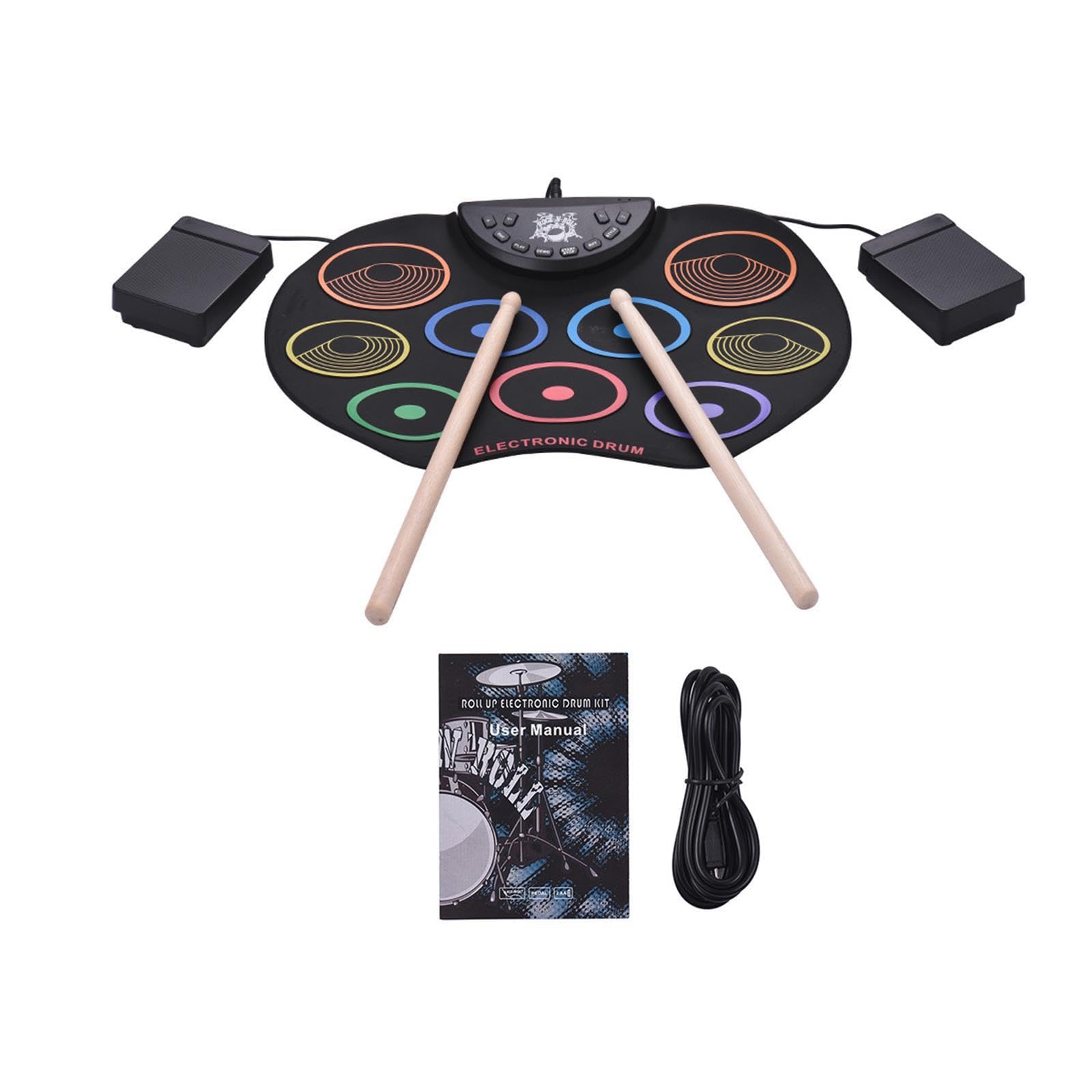 5 Baterías electrónicas compactas y portátiles, kits de batería, máquina de práctica con pads, múltiples funciones, salida de audio, máquina de pads digitales,