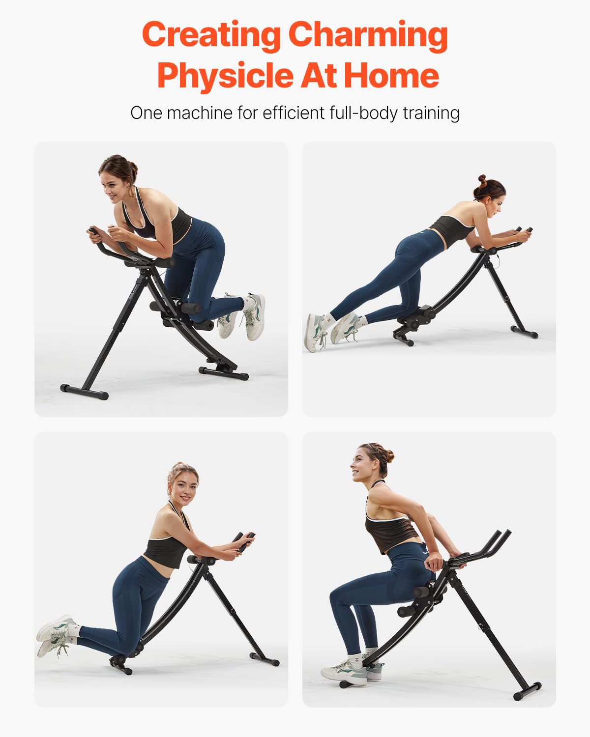 VEVOR Bauchmuskeltrainingsgerät Bauchtrainer AB-Maschine für Fitnessstudio, Bauchtrainer 200 kg Gewichtskapazität, Bauchmuskeltrainer Krafttraining, klappbares verstellbares Fitnessgerät Schwarz