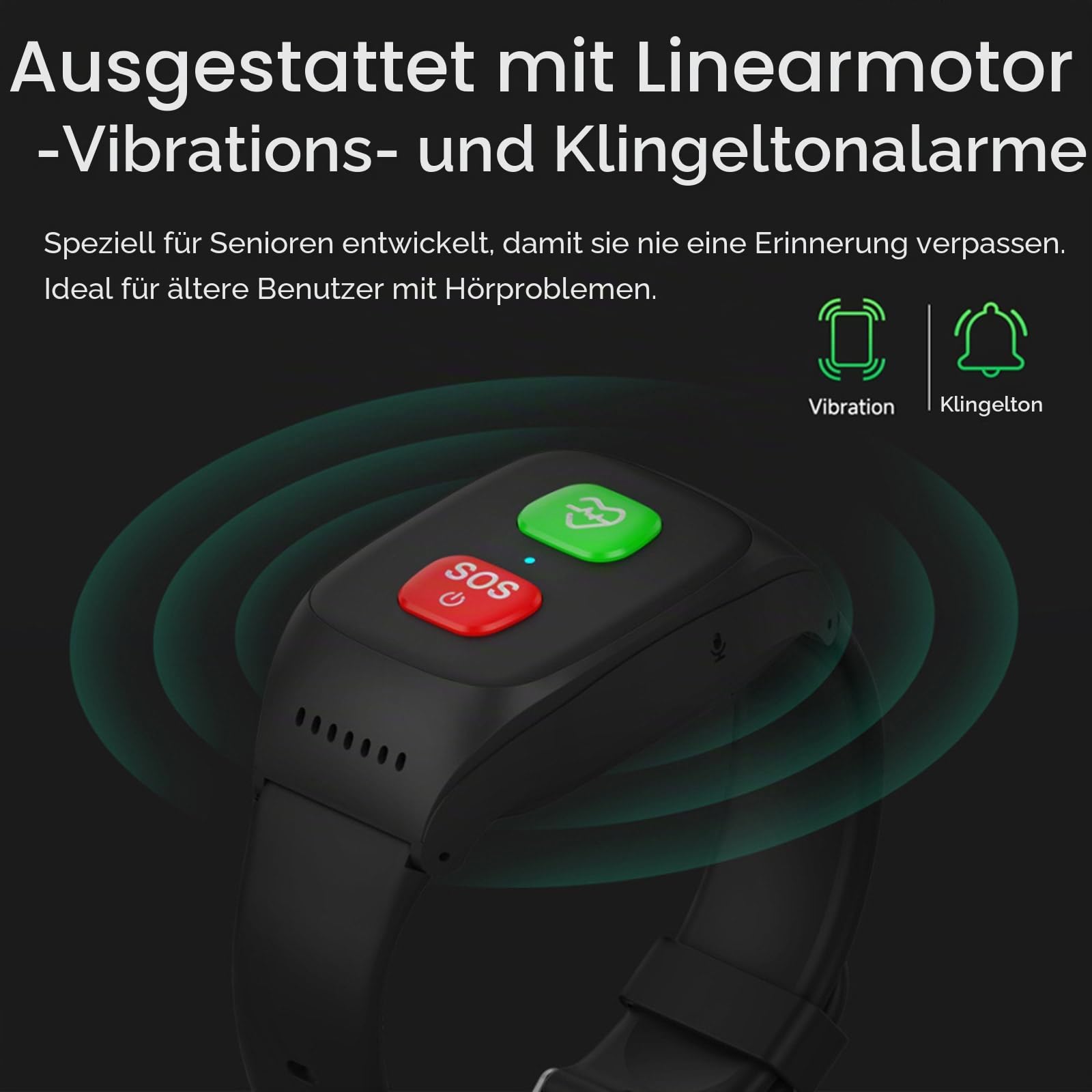 Notrufuhren Für Senioren Mit Sturzerkennung -SOS Funktion, GPS,4G-Anrufe Wasserdicht Fitness Tracker Uhr,für Ältere Menschen, Patienten Oder Hinderlichen,Black